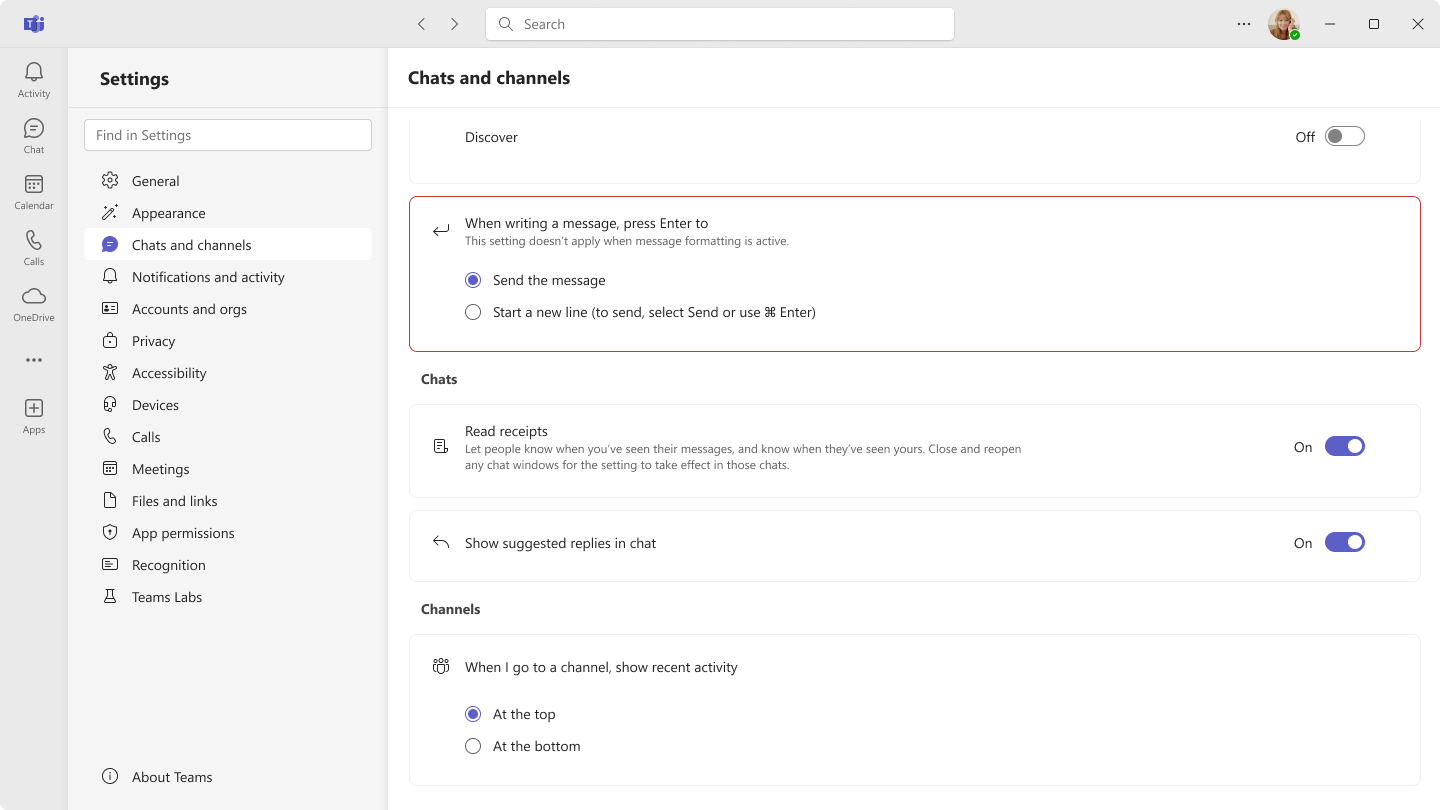 Microsoft Teams Enter Key